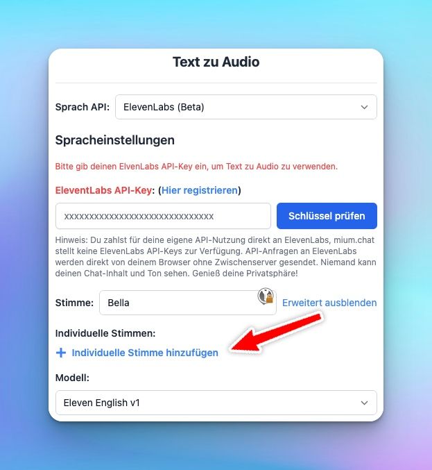 Elevenlabs eigene Stimme hinzufügen