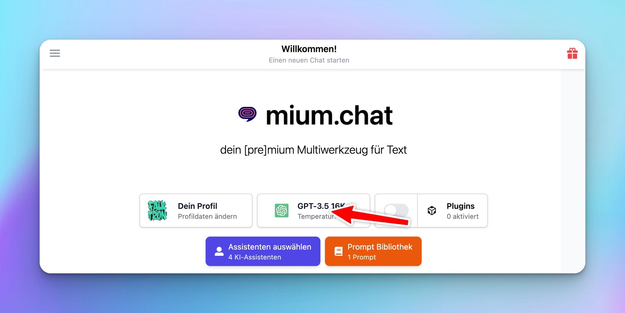 mium.chat Modell einfügen